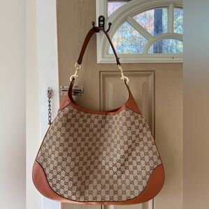 Tan and brown large shoulder bag
